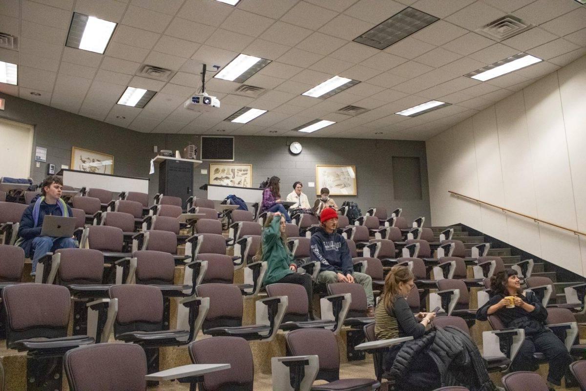 Student sit in a lecture hall